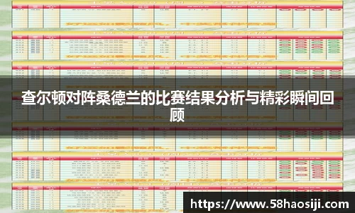 查尔顿对阵桑德兰的比赛结果分析与精彩瞬间回顾