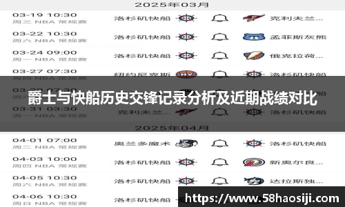 爵士与快船历史交锋记录分析及近期战绩对比
