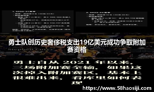 勇士队创历史奢侈税支出19亿美元成功争取附加赛资格