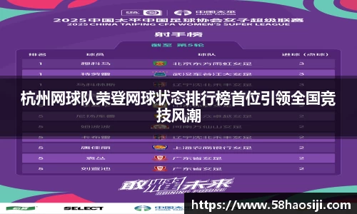 杭州网球队荣登网球状态排行榜首位引领全国竞技风潮